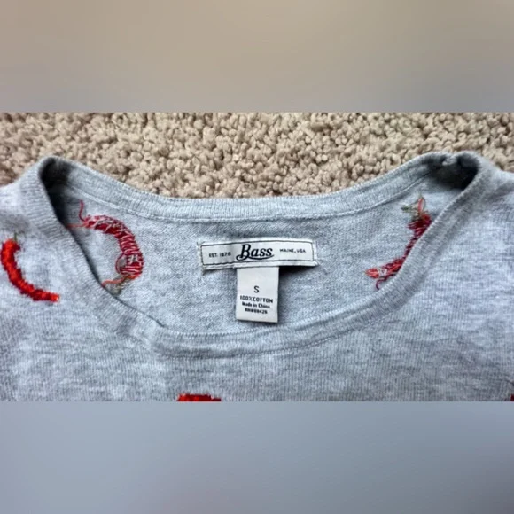 Bass Gray Long Sleeve Kids Tee with Red Accents - Picture 3 of 4